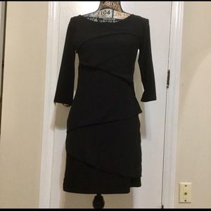 Like New White House Black Market Ruffle Layer Black Cocktail Dress …